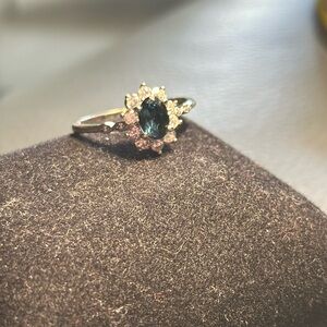 Rhodium metal Dark Blue Ring